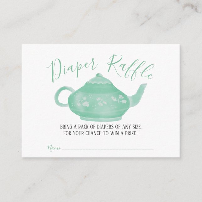 Carte D'accompagnement Tea Party Shabby Chic Baby shower | Raffle de couc (Devant)