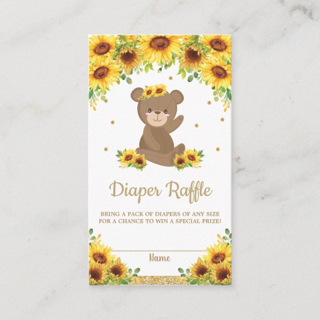 Carte D'accompagnement Teddy Bear Baby shower de tournesol Déchets Raffin (Devant)