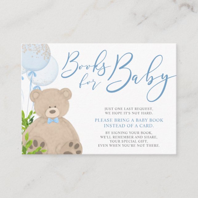 Carte D'accompagnement Teddy Bear Balloon Greenery Baby Book Demande (Devant)