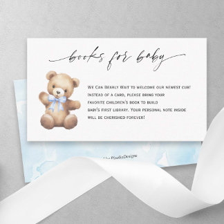 Carte D'accompagnement Teddy Bear Blue Ribbon Livres pour Baby Boy