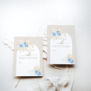 Carte D'accompagnement Teddy Bear Boho Blue Boy Baby shower Déchets Raffl