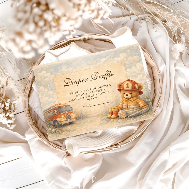 Carte D'accompagnement Teddy Bear Firefighter Diapper Raffle (Créateur téléchargé)