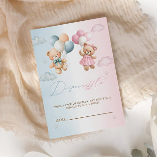 Carte D'accompagnement Teddy Bear Gender Reveal Diaper Raffle