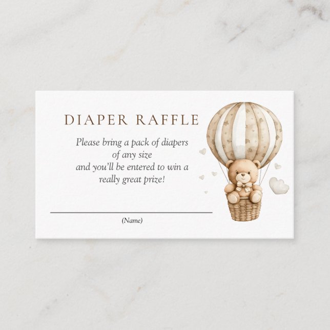 Carte D'accompagnement Teddy Bear Hot Air Balloon Douche Déchets Raffle (Devant)