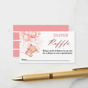 Carte D'accompagnement Teddy Bear Hot Air Balloon Pink Diaper Raffin