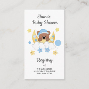Carte D'accompagnement Teddy Bear Lune Nuages Etoiles Registre Baby showe