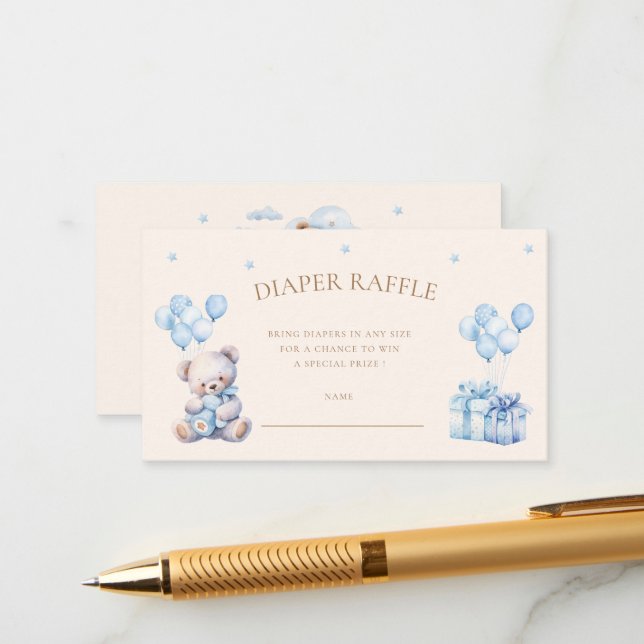 Carte D'accompagnement Teddy Bear Lune Raffle Ticket (Devant/Arrière en situation)