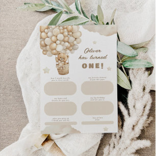 Carte D'accompagnement Teddy Bear Premier anniversaire Heure Capsule Mass