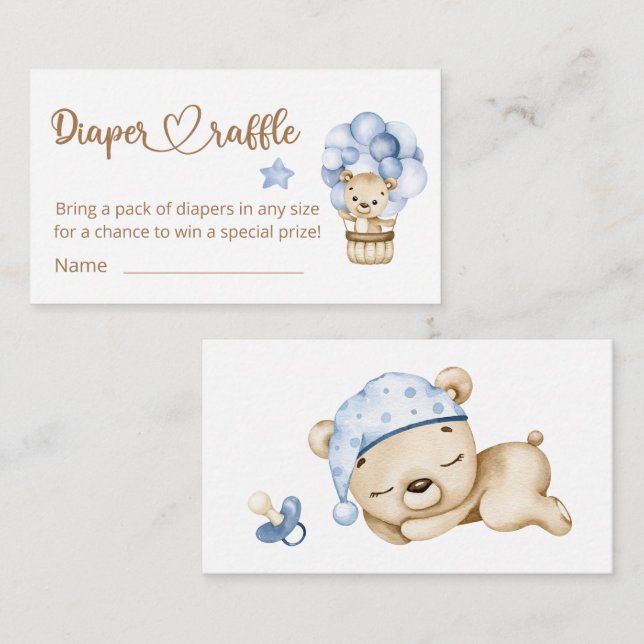 Carte D'accompagnement Teddy Ours Bébé Ours Baby shower Déchets Raffle (Devant / Derrière)
