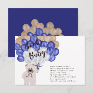 Carte D'accompagnement Teddy ours bleu marine livres de ballon pour bébé