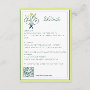 Carte D'accompagnement Tennis Thématique Tenniscore Mariage Vert Lime Cou
