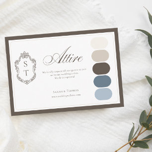 Carte D'accompagnement Tenue de mariage couleur bleu poussiéreux crème mo