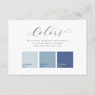 Carte D'accompagnement Tenue de mariage élégante avec 3 échantillons de c