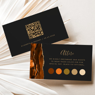Carte D'accompagnement Tenue de mariage sombre Burnt Orange Agate Code ve