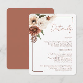 Carte D'accompagnement Terracotta Fall Floral Mariage moderne
