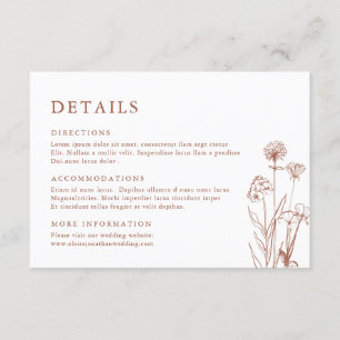 Carte D'accompagnement Terracotta Floral Fall Fleur sauvage Détails Maria