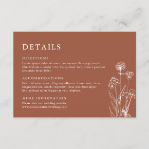 Carte D'accompagnement Terracotta Floral Fall Fleur sauvage Détails Maria