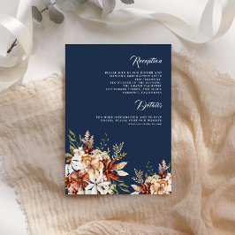 Carte D'accompagnement Terracotta Floral Fleur sauvage Marine Mariage ble