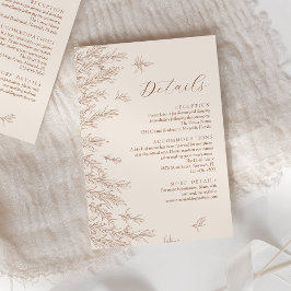 Carte D'accompagnement Terracotta moderne Minimal Feuille Détails Mariage