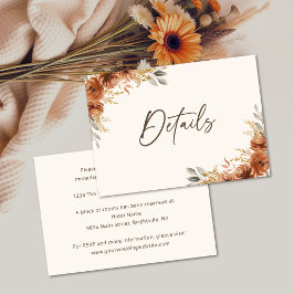 Carte D'accompagnement Terracotta Rust Fall Floral Détails du Mariage