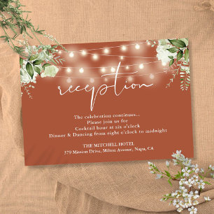 Carte D'accompagnement Terracotta String Lights Floral Mariage Réception