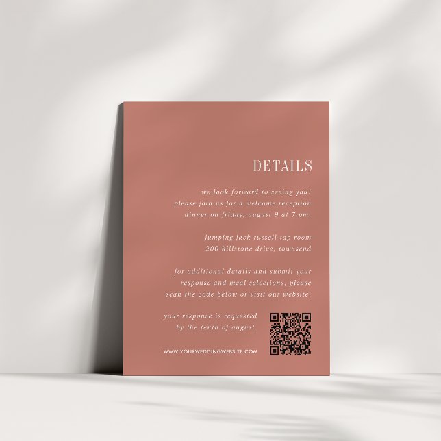 Carte D'accompagnement Terracotta | Tous les détails pour votre mariage (Créateur téléchargé)