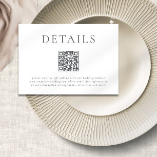 Carte D'accompagnement Texte gris moderne QR Code Détails du Mariage