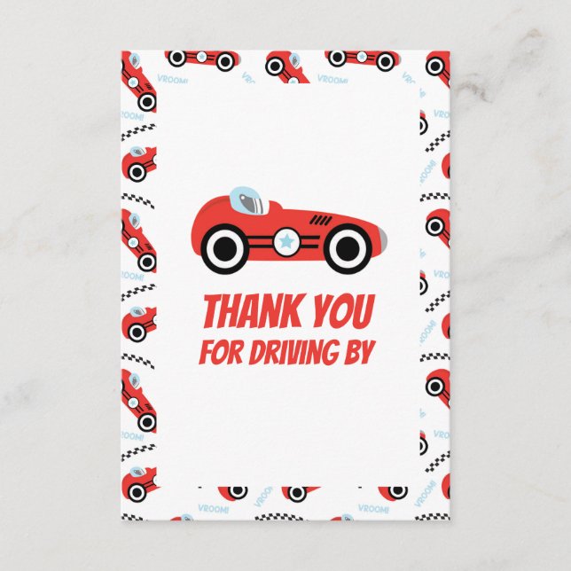 Carte D'accompagnement Thank You Racing Car Theme Card (Devant)