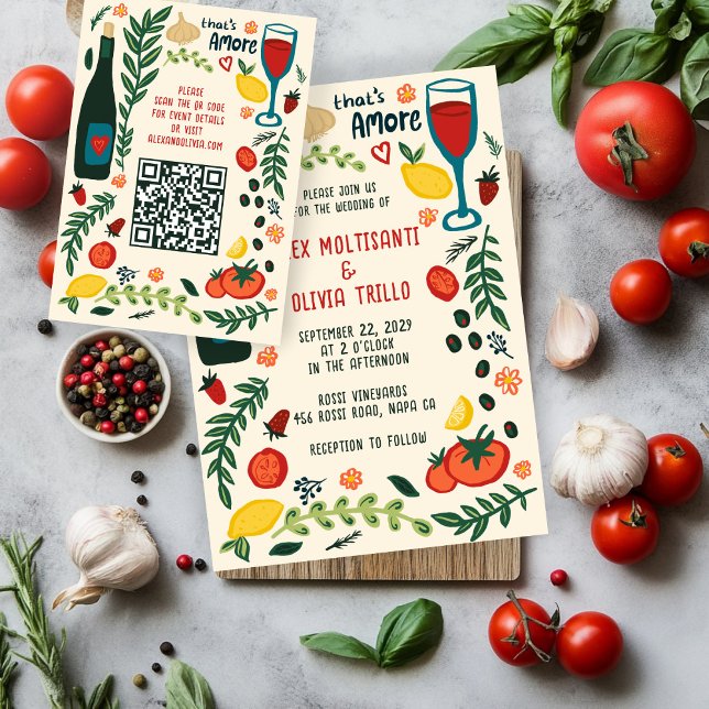 Carte D'accompagnement That's Amore Italian Food CUSTOM Wedding QR code (That's Amore Italian Food CUSTOM Wedding QR code Enclosure Card
)