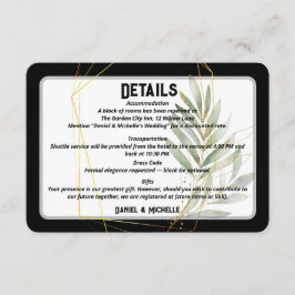 Carte D'accompagnement Thème Botanique Mariage Arché Noir Moderne