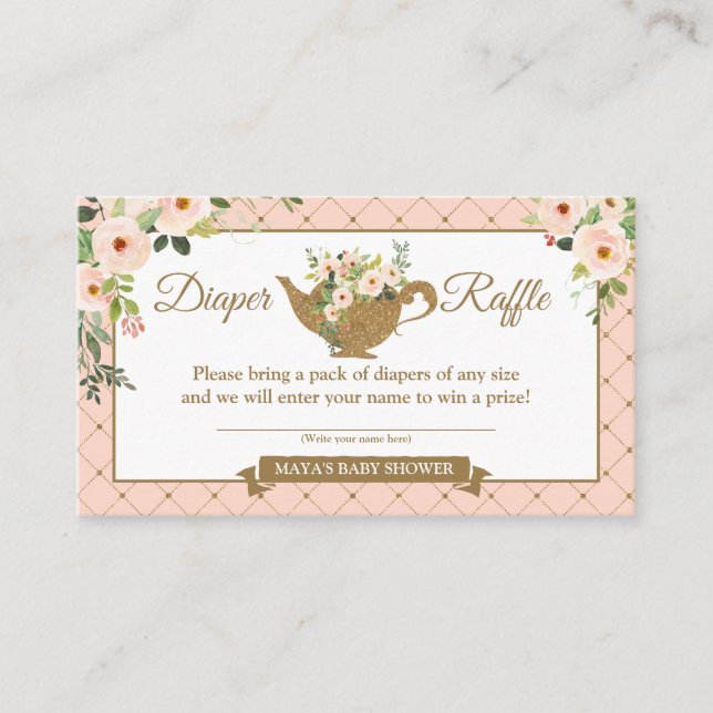 Carte D'accompagnement Ticket à feuilleté floral Blush Tea Party (Devant)