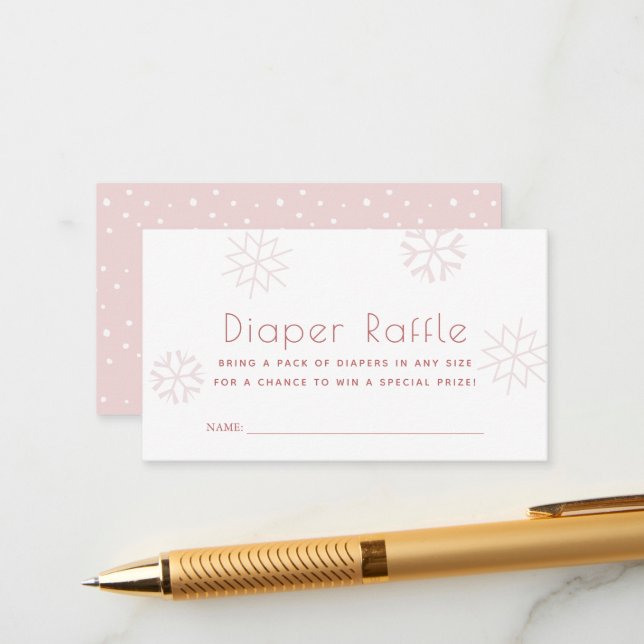 Carte D'accompagnement Ticket Baby shower Déchets de neige rose (Devant/Arrière en situation)