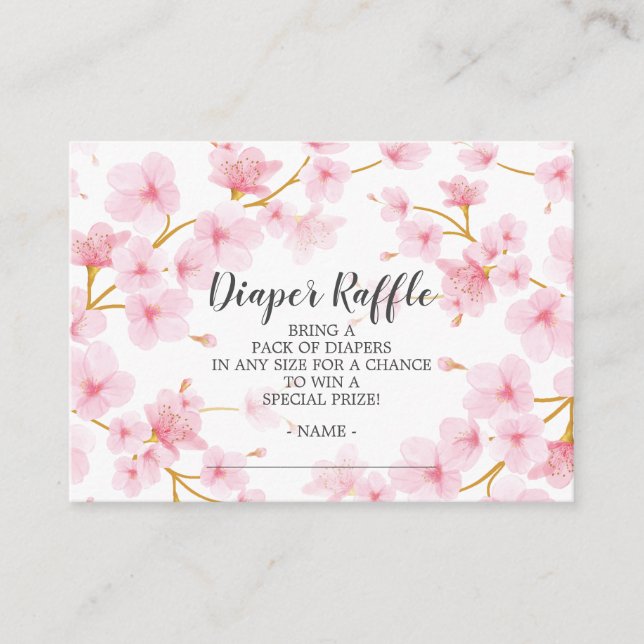 Carte D'accompagnement Ticket de Baby shower de couches de cerise en fleu (Devant)