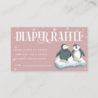 Ticket de Baby shower de couches de pingouins rose