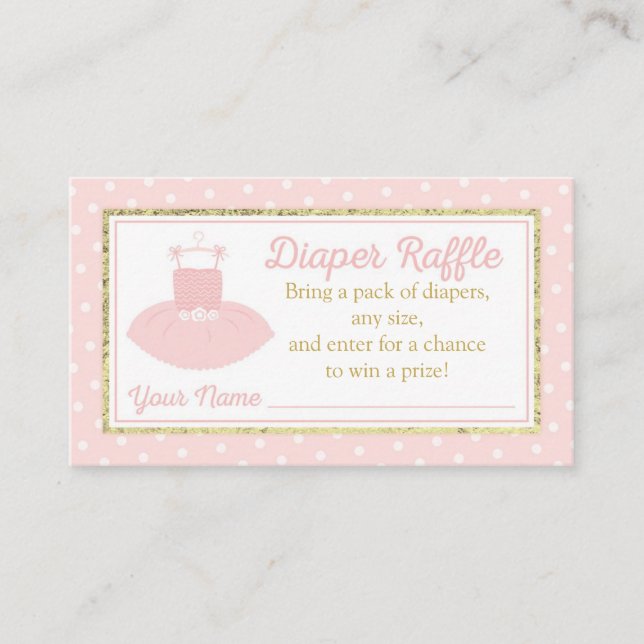 Carte D'accompagnement Ticket de rousseur Tutu Baby shower - Or rose (Devant)