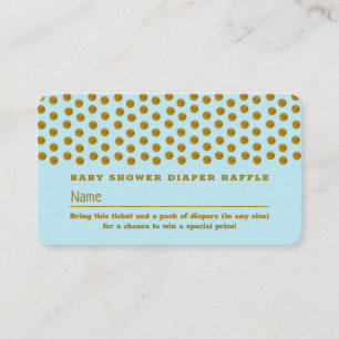 Carte D'accompagnement Ticket de tombola couche bleu clair et or à pois