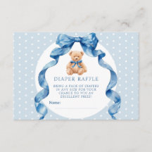 Ticket de tombola couche ours en peluche bleu