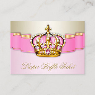 Carte D'accompagnement Ticket de tombola couche Princesse Rose et Or