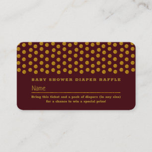 Carte D'accompagnement Ticket de tombola couche rouge et or à pois