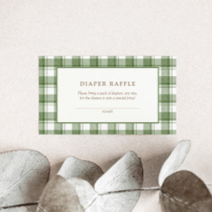 Carte D'accompagnement Ticket de tombola de couche classique vert Gingham