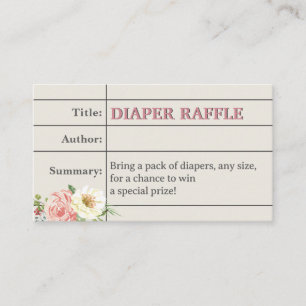 Carte D'accompagnement Ticket de tombola de couche pour Baby Shower Fille
