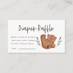 Carte D'accompagnement Ticket de tombola de couche pour Baby Shower Ourso