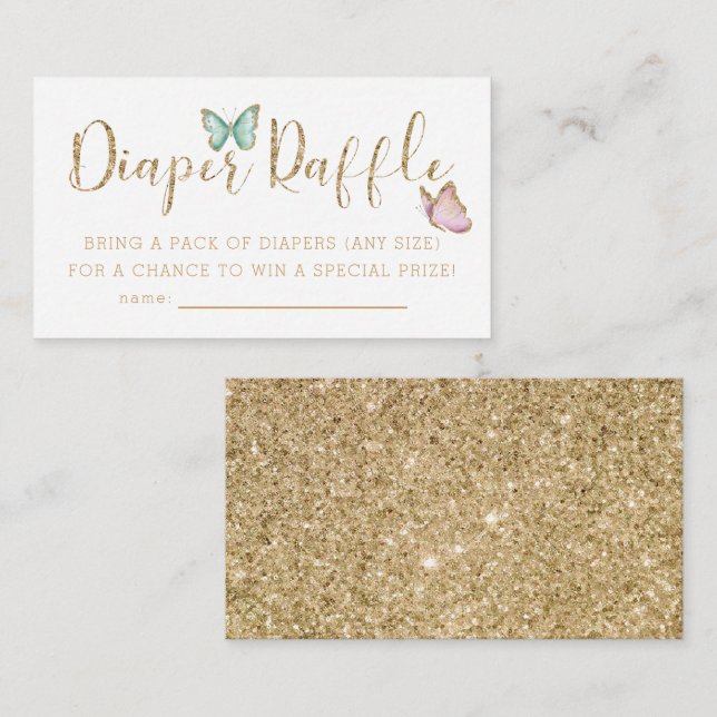 Carte D'accompagnement Ticket de tombola de couche pour Baby Shower Papil (Devant / Derrière)
