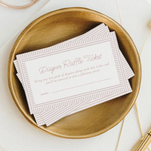 Carte D'accompagnement Ticket de tombola de couche pour baby shower rose