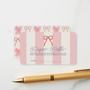 Carte D'accompagnement Ticket de tombola de couche pour bébé à nœud rouge