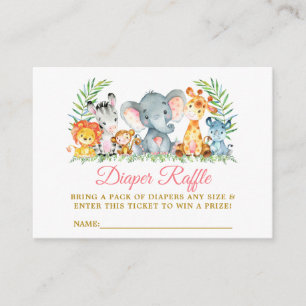 Carte D'accompagnement Ticket de tombola de couche Safari Animals Baby Sh