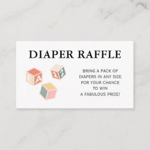 Carte D'accompagnement Ticket de tombola de couches, blocs de jouets Baby
