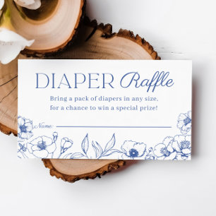 Carte D'accompagnement Ticket Dusty Blue Chinoiserie Diaper Raffle