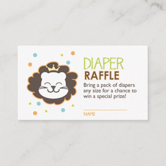 Carte D'accompagnement Ticket Lion Diaper Raffle (Devant)