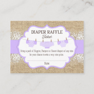 Carte D'accompagnement Ticket Rustic Burlap Lavender Lavender Raffle